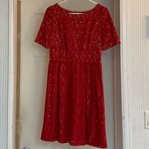 Adrianna Papell Red Lace Dress